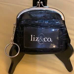 Liz & Co. Black Croc-Embossed Keychain Purse